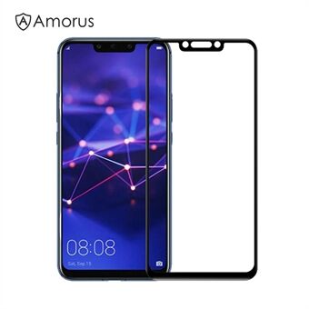 AMORUS for Huawei Mate 20 Lite / Maimang 7 / nova 3i / P Smart Plus (2018) / nova 3 9H Silk Printing täysikokoinen karkaistu lasi räjähdyssuojattu näytön suojakalvo [täysliima] - musta