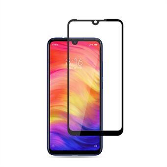 MOCOLO Silk Printing Tempered Glass koko näytön suojakalvo Xiaomi Redmi Note 7 / Note 7 Pro (Intia) - musta