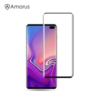 AMORUS for Samsung Galaxy S10 Plus 3D kaareva koko näytön panssarilasi karkaistusta lasista (helppo käyttää pienennettyä versiota)