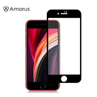 AMORUS-silkkipainatus räjähdyssuojattu koko näytön [koko liima] karkaistu lasikalvo iPhone SE: lle (2. sukupolvi) / 8/7 - musta