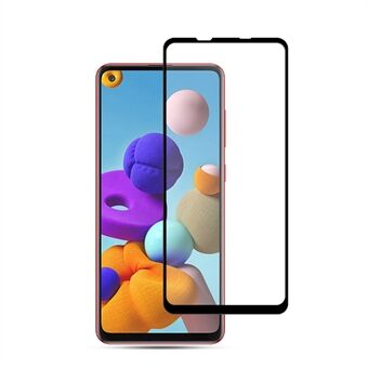 MOCOLO Silk Printing karkaistu lasikalvo Samsung Galaxy A21s, HD Clear Full Size Full Glue Double Defense Räjähdyssuojattu näytönsuoja - musta