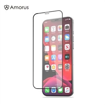 AMORUS Silk Print HD karkaistu lasi, täysi liima, täysi peittävä näytönsuoja iPhone 12 Mini -puhelimelle - musta