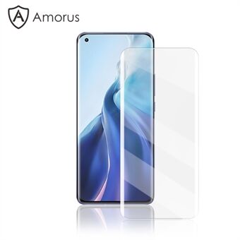 AMORUS Ultra Clear Full Coverage 3D Curved Screen Design UV-nestemäinen karkaistu lasinen näytönsuoja [täysi liima] - Xiaomi Mi 11