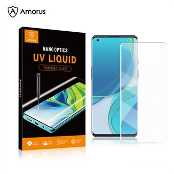 AMORUS Ultra Clear Full Coverage 3D Curved Screen Design UV-nestemäinen karkaistu lasinen näytönsuoja OnePlus 9 Pro