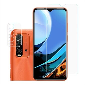 2.5D 9H karkaistu lasi näytönsuoja + takakameran linssikalvo Xiaomi Redmi 9T:lle