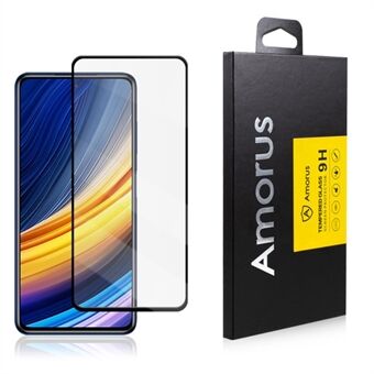 AMORUS Complete Covering Full Glue Anti-Explosion Silk Printing Tempered Glass Film Full Screen Protector Xiaomi Poco X3 GT / Note 10 Pro 5G (Kiina) - musta