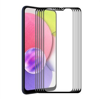 ENKAY 5kpl / sarja 6D Täyspeitto Täysi liima Silkkitulostus Scratch HD karkaistu lasi näytönsuoja Samsung Galaxy A03s:lle (166,5 x 75,98 x 9,14 mm)