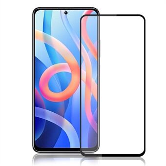 AMORUS Silk Printing koko näytön peitto Täysi liima öljynkestävä karkaistu lasi näytönsuoja Xiaomi Redmi Note 11 5G / Poco M4 Pro 5G - mustalle