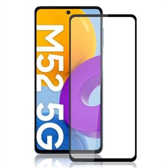 AMORUS Täyskansi Täysi liima 9H Kovuus Toissijainen Karkaisu Silkkipainatus Karkaistu lasikalvo Samsung Galaxy M52 5G:lle - Musta