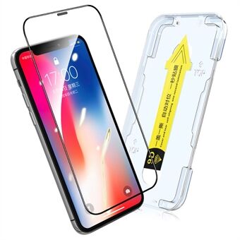 HAT Prince iPhone 11 Pro Max / XS Max 6,5 tuuman Arc Edge koko näytön peittävä koko liimakarkaistu lasikalvo näytönsuoja helpolla asennustyökalulla