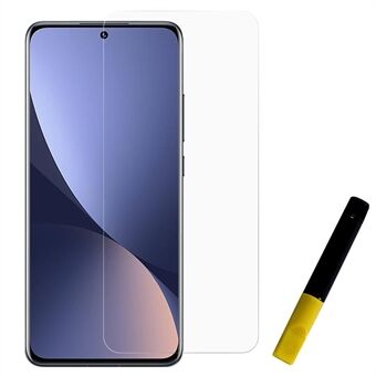 RURIHAI Xiaomi 12 Pro :lle Full Glue 0,26 mm ohut räjähdyssuojattu UV-neste korkea-alumiininen silikonilasi karkaistu lasi näytönsuojakalvo [sormenjälkilukitus]