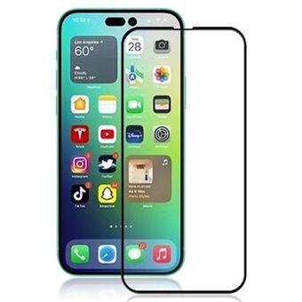 AMORUS iPhone 14 Pro Max 6,7 tuuman 3D Kaarevat reunat Silkki Printing Edge Täysikokoinen karkaistu lasikalvo Täysliima näytönsuoja - musta