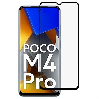 Xiaomi Poco M4 5G:lle Täyspeitto Scratch sivuliima 9D Silkkitulostus Räjähdyssuojattu karkaistu lasi näytönsuoja