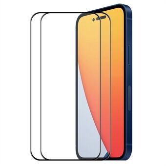 ENKAY HAT Prince iPhone 14 Pro Max 6,7 tuuman 2 kpl / pakkaus koko näytön suojakalvo 6D silkkitulostus Full Glue Räjähdyssuojattu korkea alumiinipii lasikalvo