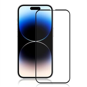 MOCOLO iPhone 15 Pro Silk Printing HD kirkas karkaistu lasikalvo, toissijaisesti kovettunut koko näytönsuoja - musta