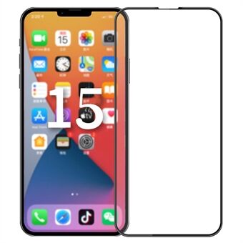 PINWUYO JK 3D Kaareva karkaistu lasikalvo-2 iPhone 15 Pro: lle, korkealaatuinen alumiini-puolijohde lasin täysiliimainen näytönsuojus