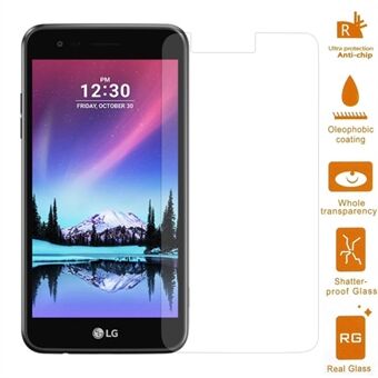 LG K4 (2017) matkapuhelimen näytönsuoja karkaistua lasia varten 0,3 mm (Arc Edge)