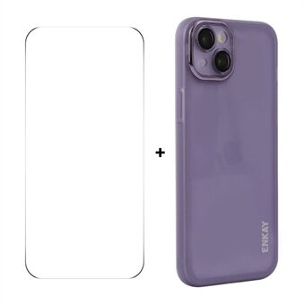 iPhone 14 ENKAY HAT PRINCE Kotelo Matta TPU Puhelimen Suoja Linssikalvolla + 9H Lasisuoja