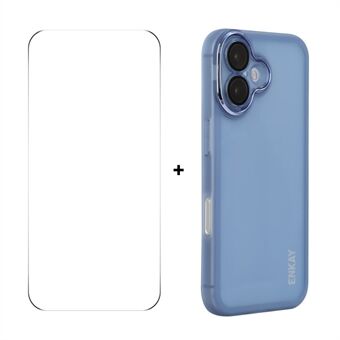 iPhone 16 Plus ENKAY HAT PRINCE -kuori, matta TPU-puhelimen suojakotelo linssikalvolla + 9H-lasisuoja