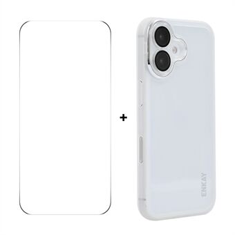 iPhone 16 ENKAY HAT PRINCE -kotelo Matta TPU Puhelinsuojus linssikalvolla + 9H lasisuoja