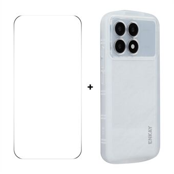 Xiaomi Redmi K70 Pro 5G / Xiaomi Redmi K70 5G ENKAY HAT PRINCE Kotelo Neljän kulman iskunkestävä mattapintainen TPU-puhelimen kuori + 9H Lasisuoja