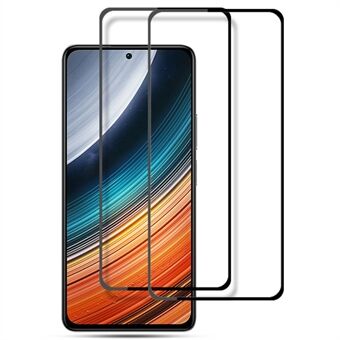 AMORUS 2kpl / sarja Xiaomi Redmi K40S 5G / Poco F4 5G täysliimaiselle silkkipainatukselle karkaistu lasi näytönsuoja Toissijaisesti kovettuva koko kansikalvo - musta