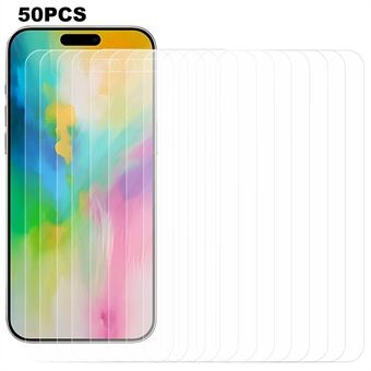 50 kpl iPhone 16 Pro Max näytönsuoja 0.3mm 2.5D erittäin kirkas naarmuuntumisen estävä karkaistu lasikalvo