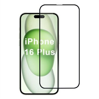 iPhone 16 Plus näytönsuoja, korkea-alumiini-piilasi, täydellinen kattavuus, silkkipainettu kalvo