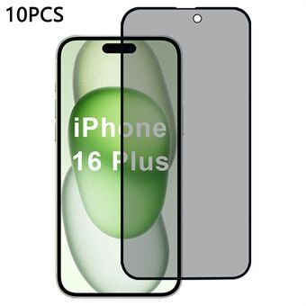 10 kpl / pakkaus iPhone 16 Plus -näytönsuoja silkkipainatus 28 asteen vakoilunesto 2.5D -näytönkalvo