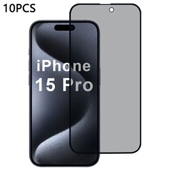 10 kpl / paketti iPhone 15 Pro:lle Anti-Spy näytönsuoja 2.5D täysliima, silkkipainofilmi