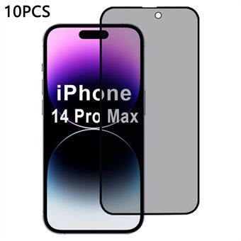 10 kpl / pakkaus iPhone 14 Pro Max -näytönsuoja 28 asteen Anti Spy 2.5D silk-printtikalvo