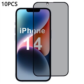 10 kpl / pakkaus iPhone 14 näytönsuoja, 28 asteen vakoilun estävä 2,5D silkkipainokalvo