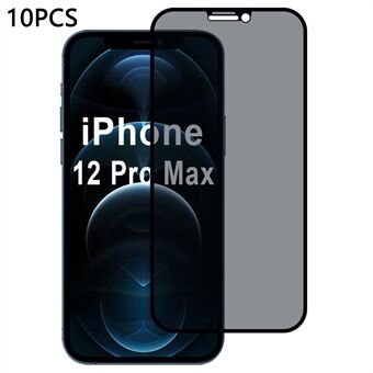 10 kpl / Pakkaus iPhone 12 Pro Max -näytönsuoja 28 asteen salasuojalla, 2.5D silkkipainatuskalvo