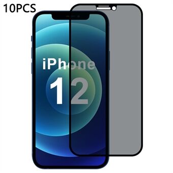 10 kpl / Pakkaus iPhone 12 -näytönsuoja 28 asteen katselusuojalla 2.5D silkkiprintti kalvo