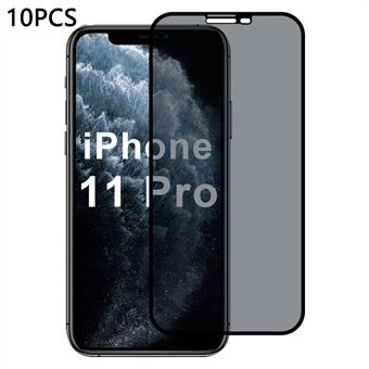 10 kpl / pakkaus iPhone 11 Pro -näytönsuoja, 28 asteen anti-spy, 2.5D silkkipainettu kalvo