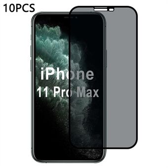 10 kpl / pakkaus iPhone 11 Pro Max -näytönsuoja, 28 asteen näkösuojalla, 2.5D silkkipainettu kalvo