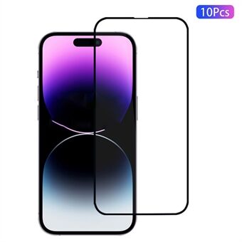 10 kpl iPhone 14 Pro näytönsuoja, silkkipainettu, täydellinen peitto, HD kirkas