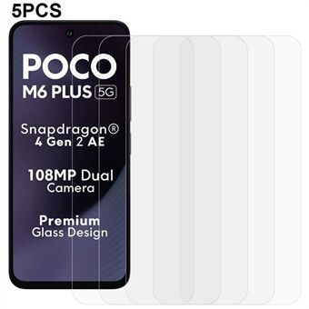 5 kpl Xiaomi Poco M6 Plus 5G -näytönsuojaa, 0.3mm 2.5D karkaistu lasi kirkas kalvo