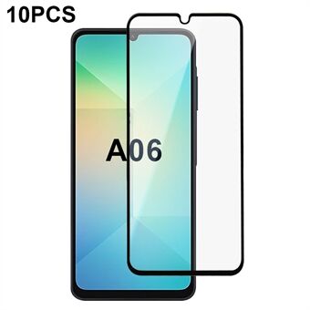 10 kpl Samsung Galaxy A06 näytönsuoja, silkkipainettu reuna, täysi liima, täydellinen peitto