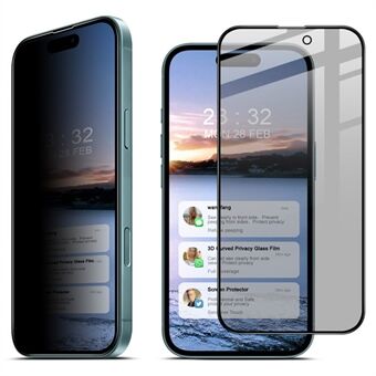 IMAK iPhone 16 Plus Anti-Peep Karkaistu Lasi Näytönsuoja Täysi Peitto