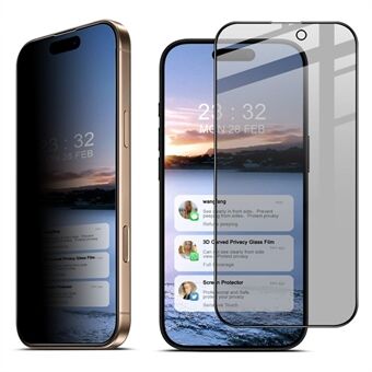IMAK iPhone 16 Pro Maxille Anti-Peep Karkaistu Lasi Näytönsuoja Täysi Peitto