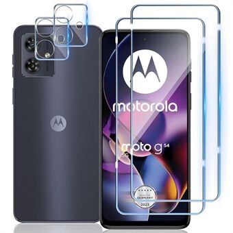 2 kpl Motorola Moto G64 5G / G54 5G Kirkas karkaistu lasinen näytönsuoja Anti-Explosion-kalvolla + 2 kpl kameran linssinsuojia