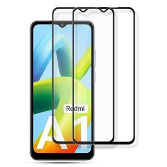 AMORUS 2kpl Xiaomi Redmi A1 4G Silk Printing karkaistu lasi näytönsuoja Täysi liimakalvo - musta