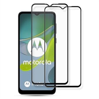 AMORUS 2kpl Motorola Moto E13 4G silkkitulostus karkaistu lasi koko näytön suojakalvo Scratch koko liimakalvo - musta