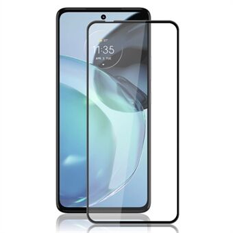 AMORUS For Motorola Moto G72 4G Full Glue Tempered Glass Film Silkki Printing HD näytönsuoja - musta