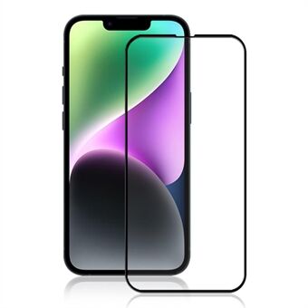 AMORUS iPhone 15 Plus HD:lle kirkas näytönsuoja Silkkipainatus Täysliimakarkaistu lasikalvo - musta