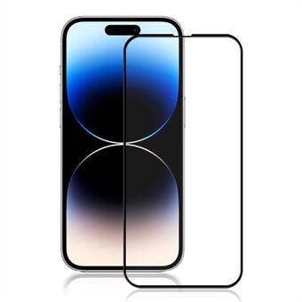 AMORUS iPhone 15 Pro High Transparency Näytönsuoja Silkkipainatus Täysliimakarkaistu lasikalvo - musta