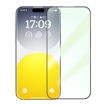 BASEUS Corning -sarja iPhone 15 Pro -puhelimelle, vihreää säteilyä estävä näytönkalvo, Corning Gorilla Glass täysnäytön suojakalvo (pölysuodattimella)