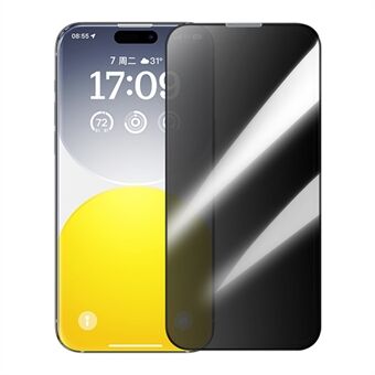 BASEUS Corning -sarjan koko näytön suojakalvo iPhone 15 Pro Maxille, Anti-spy Corning Gorilla Glass -kalvo (pölynsuodattimella)