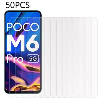 50 kpl HD Clarity näytönsuoja Xiaomi Poco M6 Pro 5G:lle, karkaistu lasi Scratch puhelimen näytön kalvo